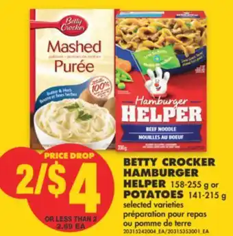 No Frills Betty crocker hamburger helper, 158-255 g or potatoes, 141-215 g offer