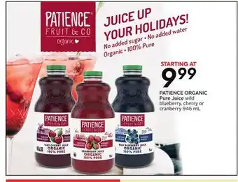 Sobeys Patience organic pure juice offer