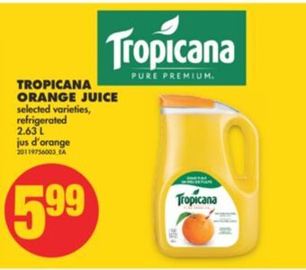 No Frills Tropicana orange juice, 2.63 l offer