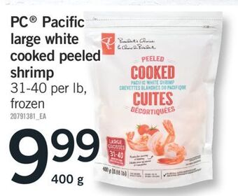 Fortinos Pc® pacific large white cooked peeled shrimp, 31-40 per lb, 400 g offer