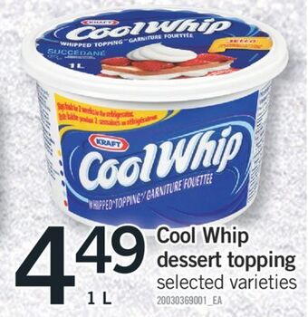 Fortinos Cool whip dessert topping, 1 l offer