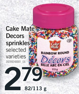 Fortinos Cake mate decors sprinkles, 82/113 g offer