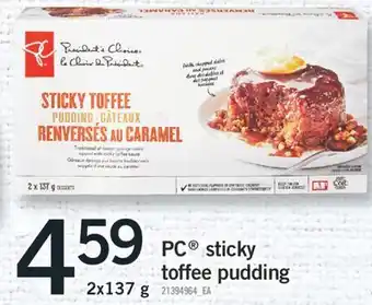 Fortinos Pc® sticky toffee pudding, 2x137 g offer