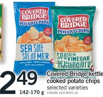 Fortinos Covered bridge kettle cooked potato chips, 142-170 g offer