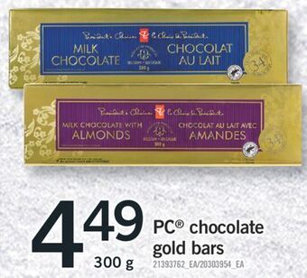 Fortinos Pc® chocolate gold bars, 300 g offer