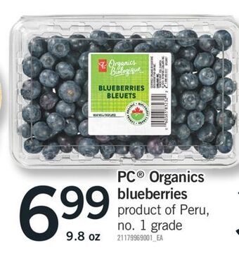 Fortinos Pc® organics blueberries, 9.8 oz offer