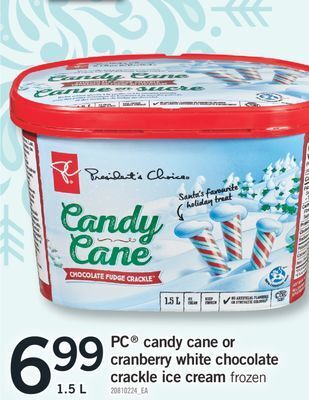 Fortinos Pc® candy cane or cranberry white chocolate crackle ice cream, 1.5 l offer