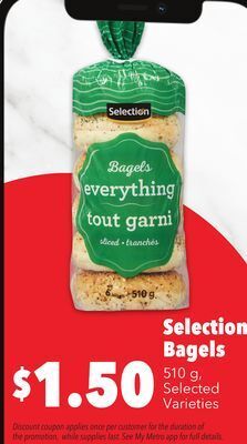 Metro Selection bagels offer