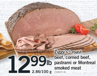 Fortinos Ziggy's® roast beef, corned beef, pastrami or montreal smoked meat offer