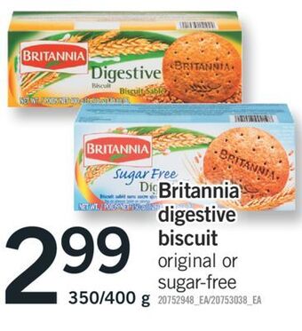 Fortinos Britannia digestive biscuit, 350/400 g offer