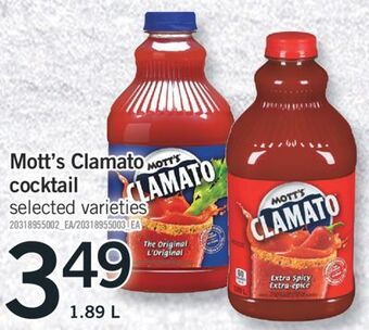 Fortinos Mott's clamato cocktail, 1.89 l offer