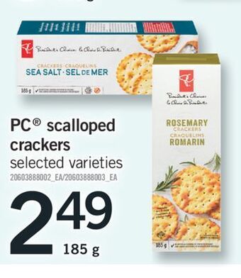 Fortinos Pc® scalloped crackers, 185 g offer