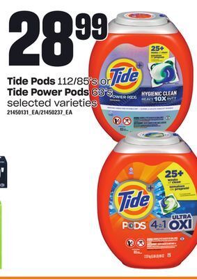 Loblaws Tide pods 112/85's or tide power pods 63's offer