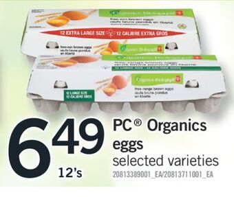 Fortinos Pc® organics eggs, 12's offer