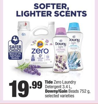 Fortinos Tide zero laundry detergent, 3.4 l downy/gain beads, 752 g offer