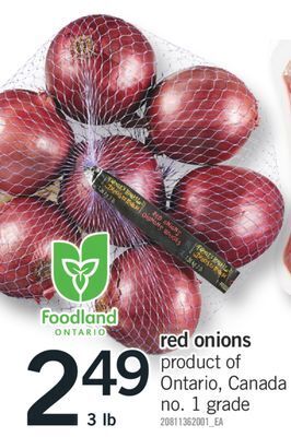 Fortinos Red onions, 3 lb offer