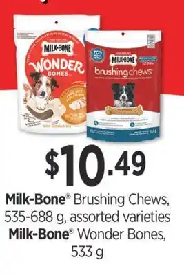 Fortinos Milk-bone® brushing chews, 535-688 g, milk-bone® wonder bones, 533 g offer