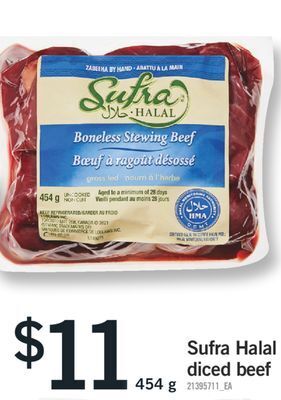 Fortinos Sufra halal diced beef, 454 g offer