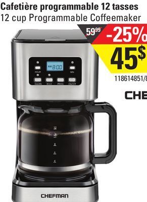 Sushi Shop Chefman 12 cup programmable coffeemaker offer