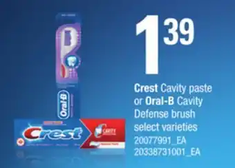 Loblaws Crest cavity paste or oral-b cavity defense brush offer