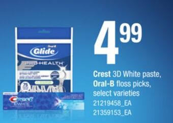 Loblaws Crest 3d white paste, oral-b floss picks offer