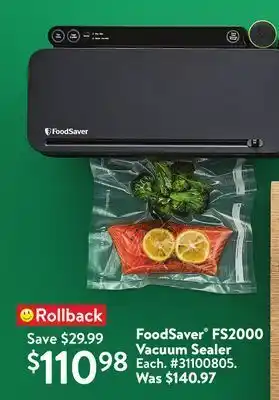 Walmart Foodsaver® fs2000 vacuum sealer offer