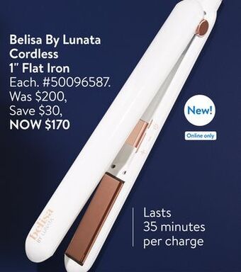Walmart Belisa by lunata cordless 1" flat iron offer