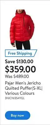 Walmart Pajar men's jericho quilted puffer|s-xl| various colours offer