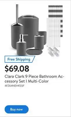 Walmart Clara clark 9 piece bathroom accessory set i multi-color offer