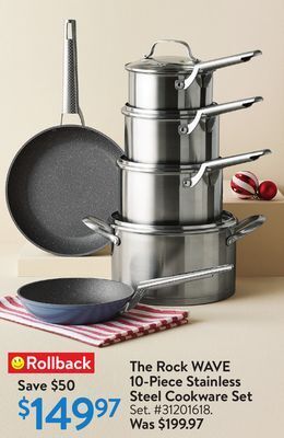 Walmart The rock wave 10-piece stainless steel cookware set offer