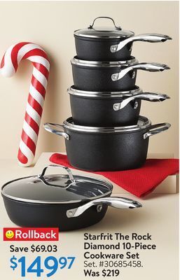 Walmart Starfrit the rock diamond 10-piece cookware set offer