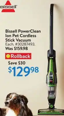 Walmart Bissell powerclean ion pet cordless stick vacuum offer