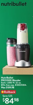 Walmart Nutribullet pro1000 blender offer