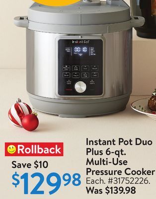 Walmart Instant pot duo plus 6-qt. multi-use pressure cooker offer