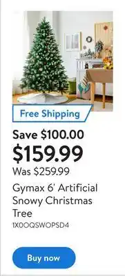 Walmart Gymax 6' artificial snowy christmas tree offer