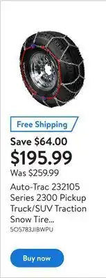 Walmart Auto-trac 232105 series 2300 pickup truck/suv traction snow tire chains, pair offer