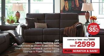 La Z Boy Jay fabric reclining sofa offer