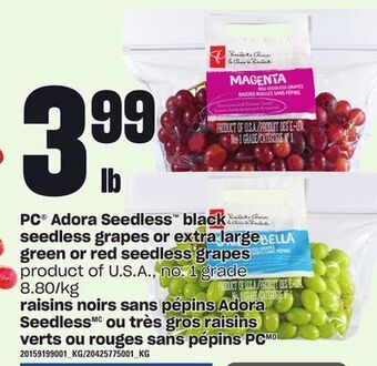 Valu-mart Raisins noirs sans pépins adora seedless ou très gros raisins verts ou rouges sans pépins pc offer