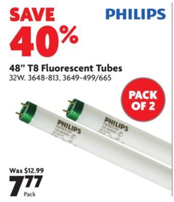 Home Hardware 48" t8 fluorescent tubes offer