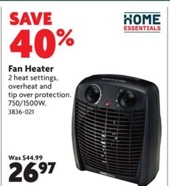 Home Hardware Fan heater offer