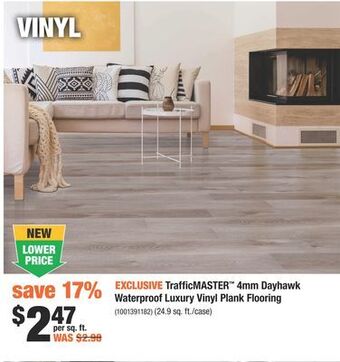 Home Depot Trafficmaster™ 4mm dayhawk waterproof luxury vinyl plank flooring offer