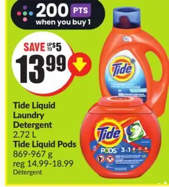FreshCo Tide liquid laundry detergent 2.72 l tide liquid pods 869-967 g offer