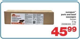 Wholesale Club Sunspun™ pork and beef sausages, 5 kg offer