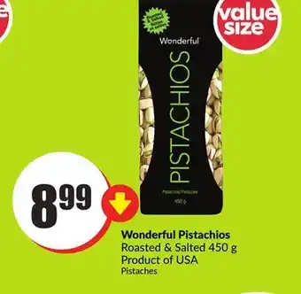 FreshCo Wonderful pistachios roasted & salted 450 g product of usa offer