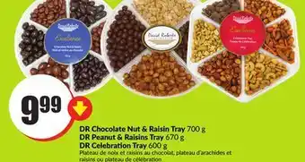 FreshCo Dr chocolate nut & raisin tray 700 g dr peanut & raisins tray 670 g dr celebration tray 600 g offer