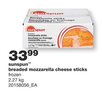 Wholesale Club Sunspun™ breaded mozzarella cheese sticks, 2.27 kg offer