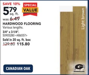 RONA Goodfellow hardwood flooring 3/4" x 3-1/4" offer