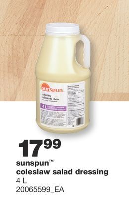 Wholesale Club Sunspun™ coleslaw salad dressing, 4 l offer