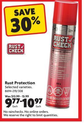 Home Hardware Rust protection offer
