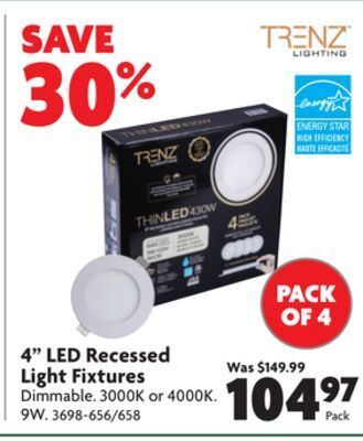 Home Hardware 4" led recessed light fixtures offer